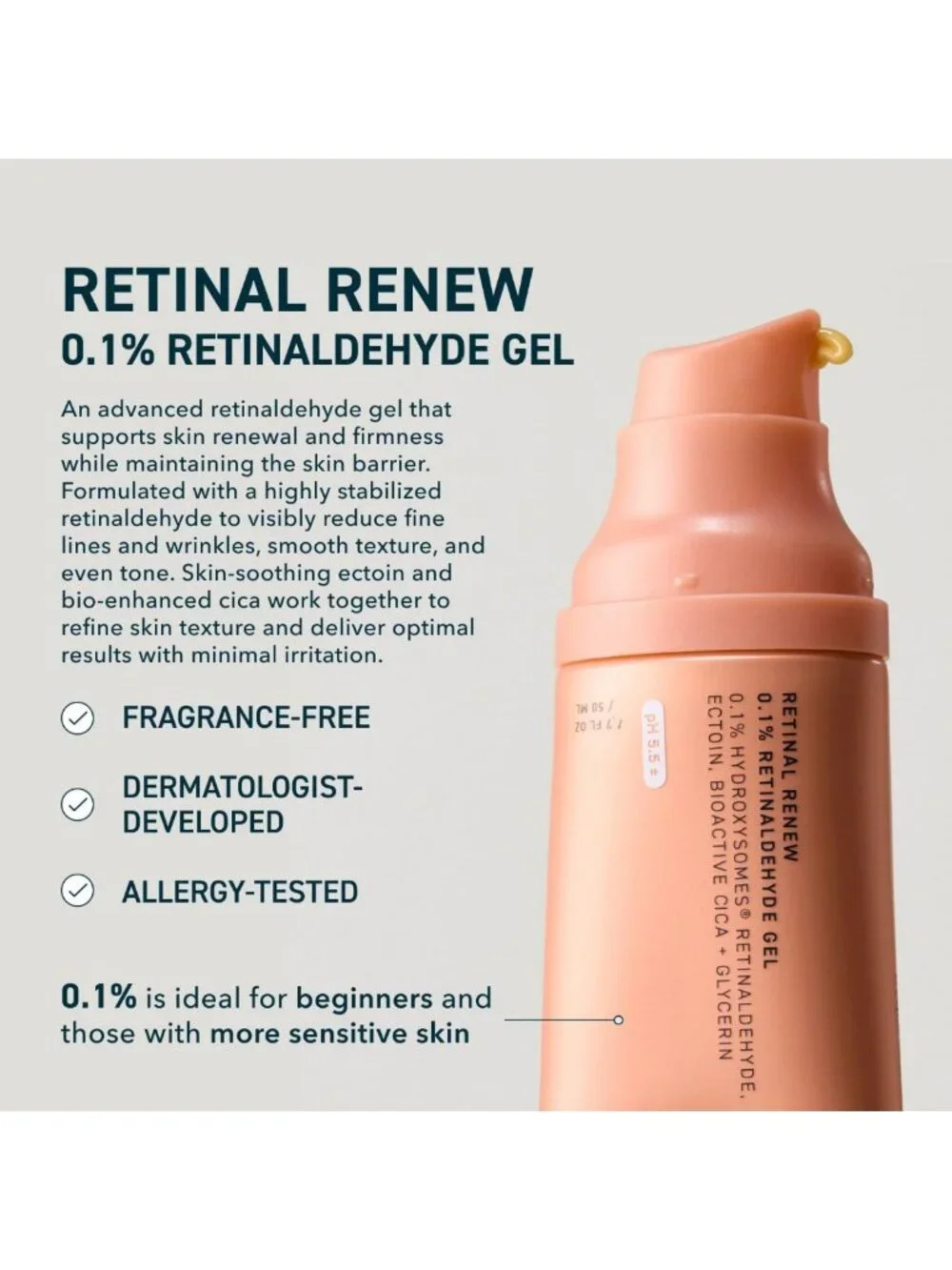 Retinaldehyde Gel 0.1% with Ectoin, Cica & Jojoba Oil - Smooths, Firms, Evens